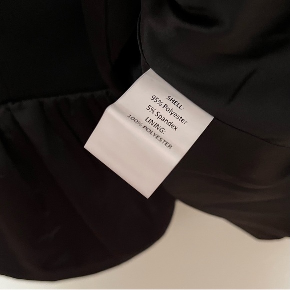 STMT • L • Black Zip Up Blazer Jacket Satin Collar & Sleeve - Picture 4 of 4